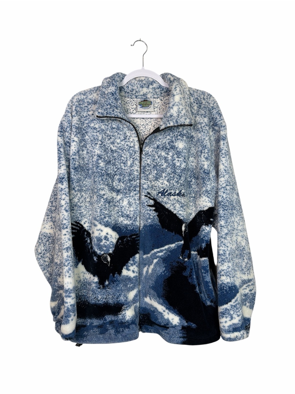 Vintage Adventure Pass Women’s Large Alaska Bald Eagle Fleece Jacket Made USA
